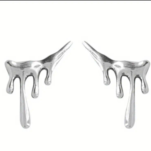 Water Drop Earrings Liquid Slide Design 925 Sterling Silver Minimal - Picture 1 of 6